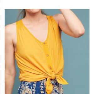 T.La Anthropologie Button Up Sleeveless Top